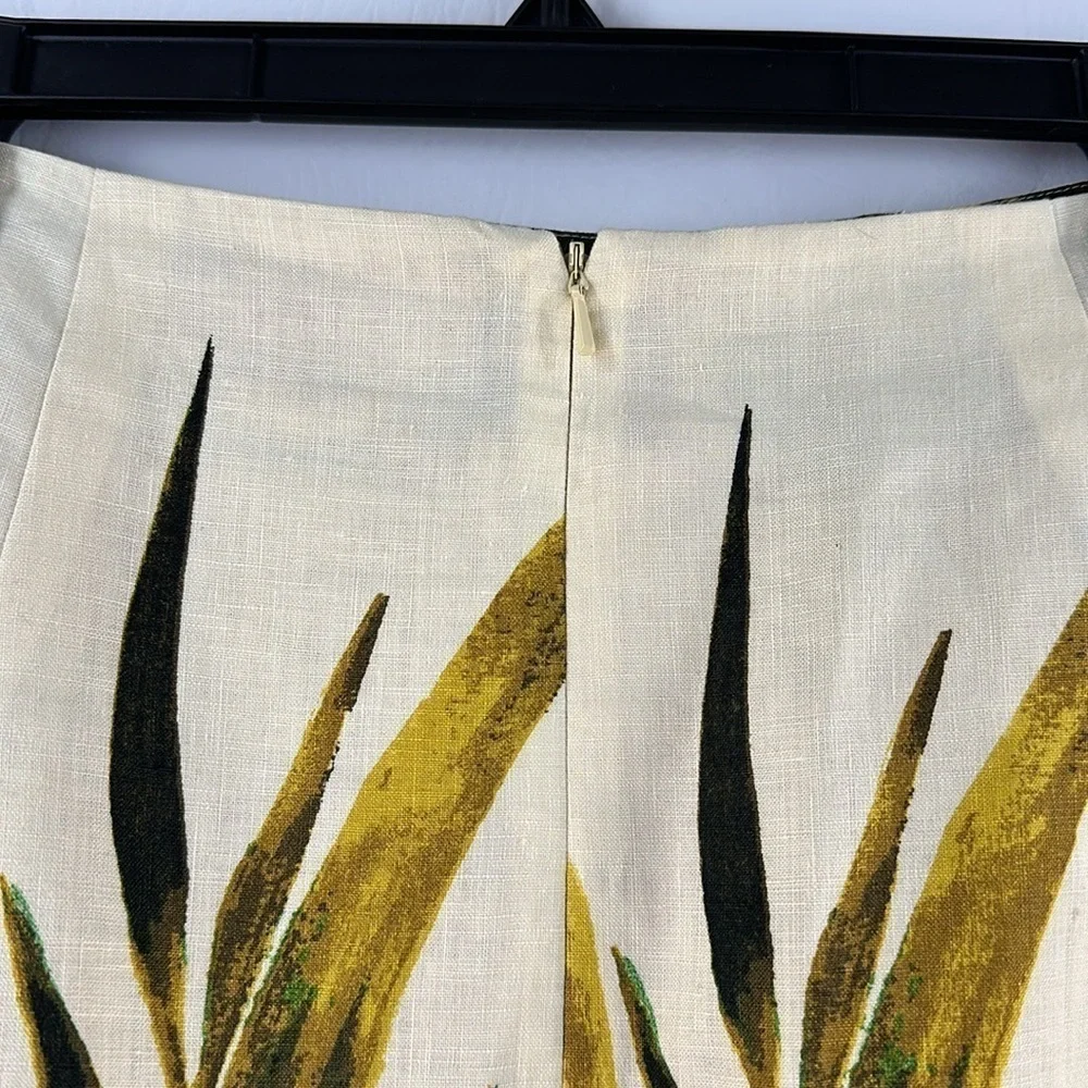 Beautiful Silk Club 100% Linen Hibiscus Floral Pencil Skirt, 8